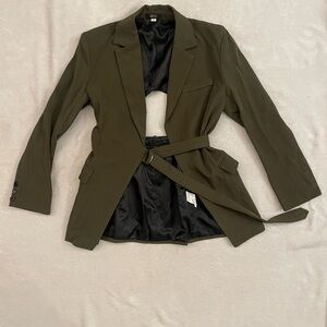 Olive Green Women's Blazer with Belt